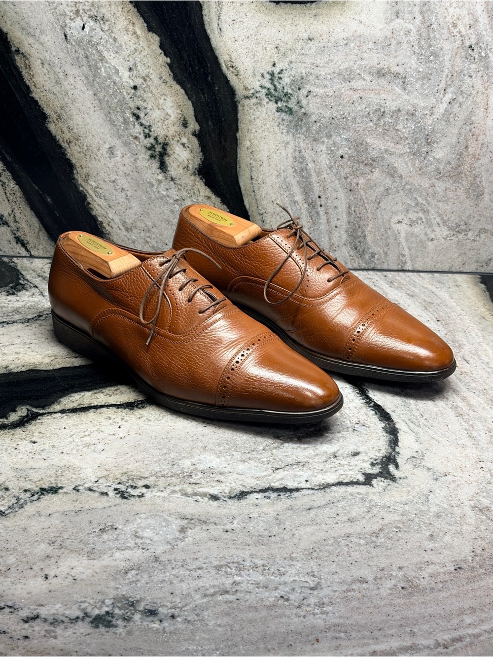 A. Testoni Black Label Men’s UK 8 US 9 Brown Cap Toe Oxford Italy